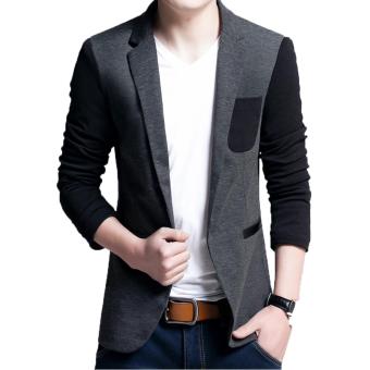 Gallery Fashion - Blazer casual mens slim fit gray combination black - 104