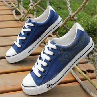 QQ Men 's Korean casual canvas shoes Blue - intl