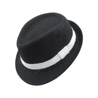Amart Kids Linen Jazz Hat Children Top Caps Sun Cap Black - intl