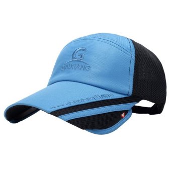 GEMVIE Unisex Women Men Summer Outdoor Sunscreen Fishing Baseball Cap Telescopic Brim Mesh Hat (Blue) - intl