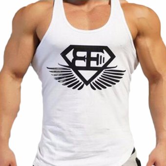 Fancyqube New clothing vest Muscle brothers Stringer Tank Top Men Bodybuilding Men's Singlets Tank Sirts Sporting Clothes White - intl