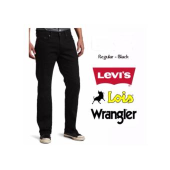 Celana Jeans Pria Regular - Hitam - Levis - Lois - Wrangler