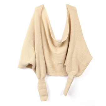 Fashion Korean Style Autumn Winter Unisex Knitted Scarf Cape Shawl with Sleeves (Beige) - Intl - intl