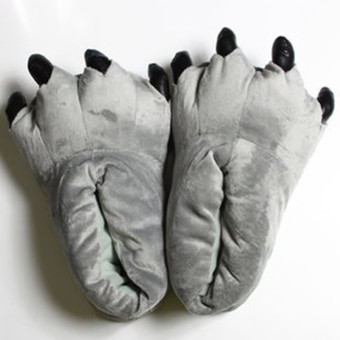 4ever 1 Pairs of Women Winter Warm Soft Home Slippers Animal Paw Claw Plush Shoes Christmas Gift (Grey) - intl