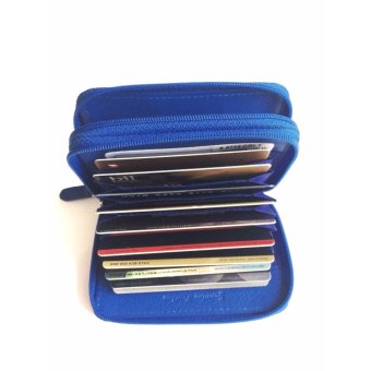 ILI Dompet Kartu Kulit Asli RFID - Biru