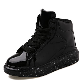 Seanut Men's Casual High-top Platform Shoes(Black)