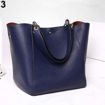 Broadfashion Fashion Women Large Split Leather Handbag Messenger Shoulder Tote Bag (Blue) - intl