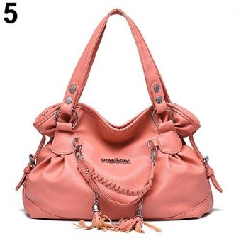 Broadfashion Women's Fashion Casual Faux Leather Tassel Handbag Shoulder Bag Tote Purse (Pink) - intl