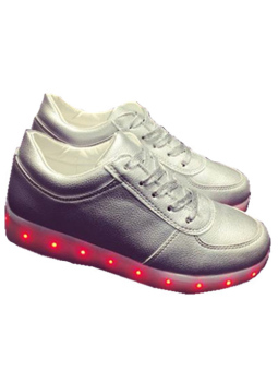 Casual Unisex Men's Women's Fashion 7 Colors LED Lighted Shoes Sports Sneakers Silver Grey