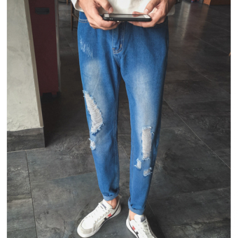 QQ Men's Ripped jeans Dark blue - intl
