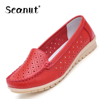 Seanut Women's Hollow Loafers Lady Moccasins Driving Slipper Pumps Causal Flats Shoes (Red) - intl