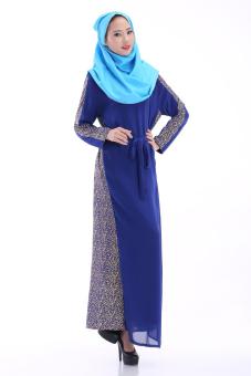 Muslim Islamic women robes Muslim Middle East long skirt Arab dresses - Dark blue - intl