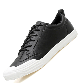 Seanut Men's Flats Casual Skater Shoes (Black)