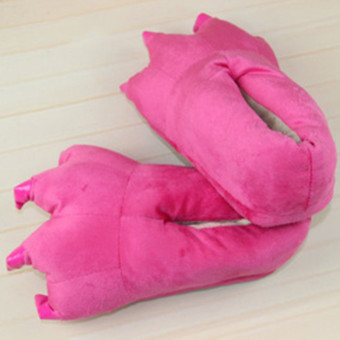 4ever 1 Pairs of Women Winter Warm Soft Home Slippers Animal Paw Claw Plush Shoes Christmas Gift (Rose) - intl