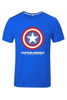 Cosplay pria Kapten Amerika 2,0 T-shirt-nya (biru)