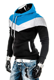 GE ﾠMen's Sports Spelled Color Sweat Hoodies Pullover Coat (Black)