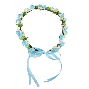 JNTworld Brides Wreath Wedding Party Flower Hairband Headband Hair Accessory(Blue) - intl