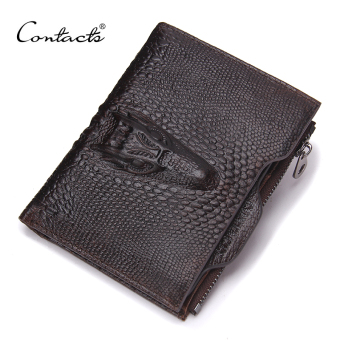 CONTACT'S Genuine Leather Men Wallets Famous Brands Alligator Mens Wallet Male Money Purses Coins Wallets With ID Card Holder - intl