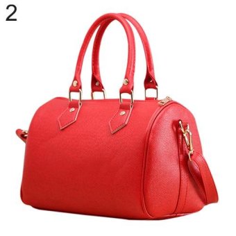 Broadfashion Women's Faux Leather Zipper Shoulderbag Shoulder Messenger Handbag Bucket Bag (Red) - intl