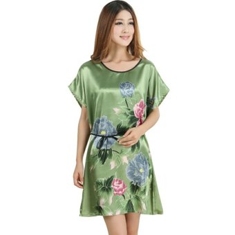 Baju Tidur Baju Santai Wanita Polyester Printing Motif Bunga - Hijau