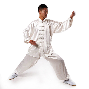 Andux Tradisional China Tai Chi Kung Fu Seragam Pakaian Unisex SS-TJF01 Putih