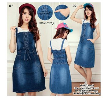 168 Collection Dress Celine Overall Jeans-Biru Tua