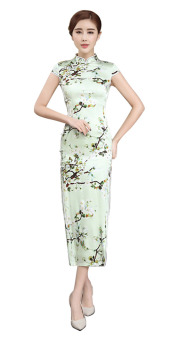 Brand New Qipao Dress 100% Heavy Silk Dress Improved Elegant Long Chinese Cheongsam Dress (QP-16011))