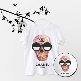 Tumblr Tee / T-Shirt / Kaos Wanita Lengan Pendek Skull Chanel Putih