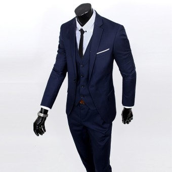 Jaket Pria - Setelan Jas,Vest dan Celana Pria Trend Mode - Biru Dongker