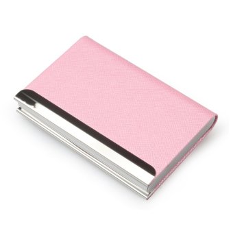 RZ Business Name Card Holder Luxury PU Leather & Stainless Steel Multi Card Case,Business Name Card Holder Wallet Credit card ID Case / Holder For Men & Women(Pink) - intl