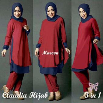 Trend Baju - Hijab Celana Pashmina Uk L - Maroon