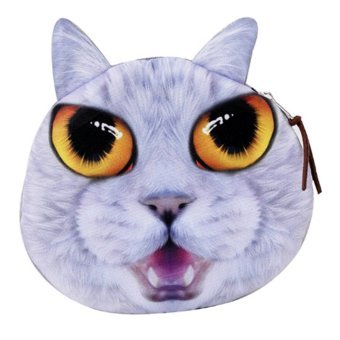 EOZY Unisex Creative Animal Cartoon 3D Cat Face Purse Coin Change Bag Case Wallet Mini Coins Bag - Intl