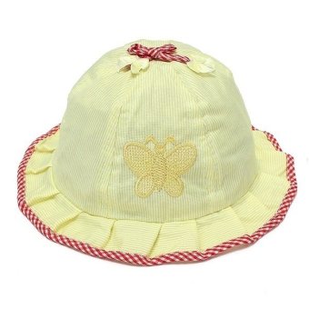 Kids Baby Girls Summer Mesh Cotton Embroidered Butterfy Bow Hat Sun Bucket Cap yellow without mesh - intl