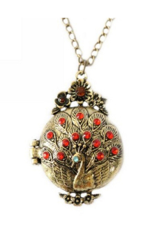 Buytra Peacock Locket Crystal Pendants Necklace Gold