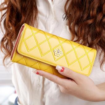 Wanita dompet wanita kulit kopling panjang PU tas dompet pemegang kartu BA004-Yellow - International