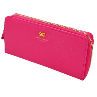 Vococal Elegant Lovely Bowknot PU Leather Ladies Women Long Purse Wallet Card Coin Money Clutch Hand Bag Rose