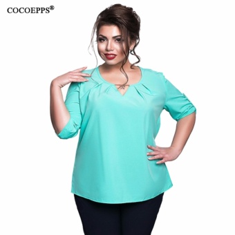 COCOEPPS fashionable new 2017 summer Chiffon women blouses plus size women shirts L-6XL big sizes tops casual v-neck Loose tops - intl