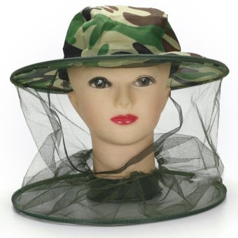 Summer Outdoor Camouflage Hat with Mesh Cover Midge Mosquito Insect Hat Bugs Mesh Head Net Face Protector Travel Camping - intl