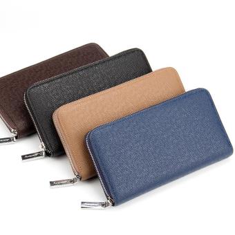 BUYINCOINS Men's Leather Wallet Bifold ID Card Holder Purse Checkbook Long Clutch Billfold Blue - intl