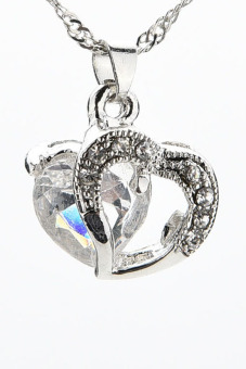 Buytra Heart Necklace Silver Plated Pendant Crystal White