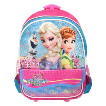 BGC Disney Frozen Fever Troley T Elsa Anna Kantung Depan Tas Anak Sekolah TK - Pink-Biru