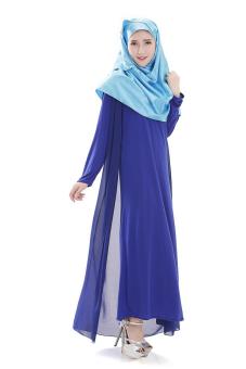 Muslim women chiffon dress hui robes Muslim Middle East long skirt Arab dresses - Dark blue - intl