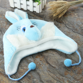GEMVIE Korean Style Winter Warm Cap Cute Rabbit Plush Hat Ear Protection Hat For Boys Girls (Sky Blue) - intl