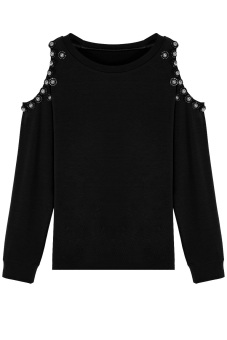 GE Women Off Shoulder Long Sleeve Blouse S-XL (Black)