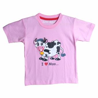Toylogy Baju Kaos Anak Sablon Sapi ( I Love Moo Shirt ) - Pink