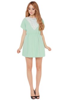 Hengsong Slim Short Sleeve Mini Skirt Casual Dress Green