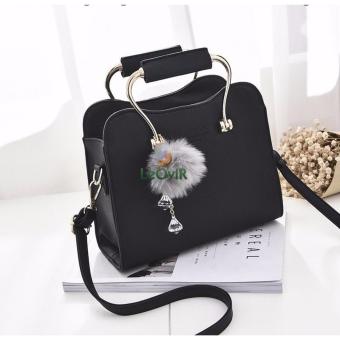Tas Branded Wanita - Top Handle Bags - PU Leather - Black - 85994