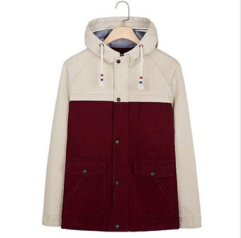 New Stylish Men's Casual Sport Coat Jacket Trench Outdoor Outwear Windbreaker Dark Red - Intl