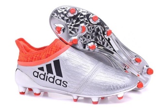 Football Shoes 2016 NO Shoelaces Soccer Shoes Men's X16+ Purechaos FG AG Soccer Sports Newest High Quality Training Quick Hard-wearing Silver - intl
