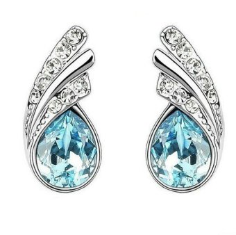 Angel Wings Crystal Earrings 925 Sterling Silver / Anting Wanita - Silver/Ocean Blue